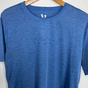 Vuori Mens Mountain Line Tech Workout Short Sleeve Performance Azure Blue - XL